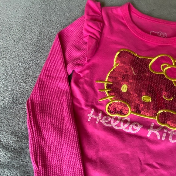 Hello Kitty - kids pink, sequinned long sleeve, shirt. Size 4 - Picture 4 of 5